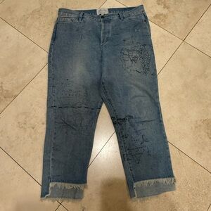 Johanna Ortiz denim printed jeans size 10